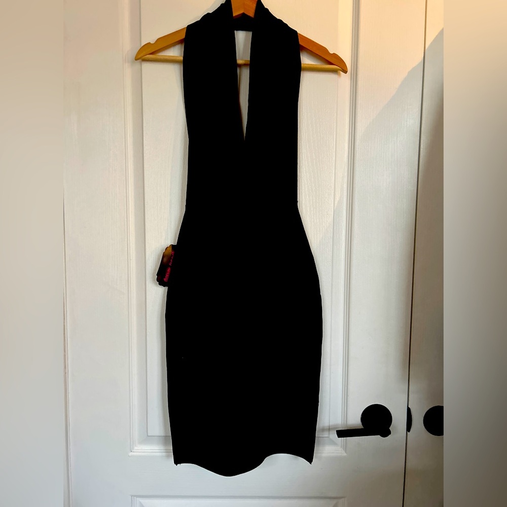 Sexy black halter top dress